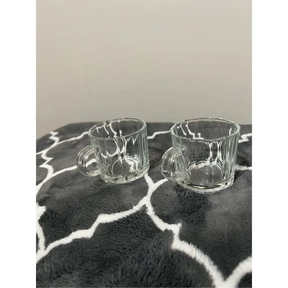 Bermioli Rocco set of 2 coffee espresso clear glass cups made in Italy